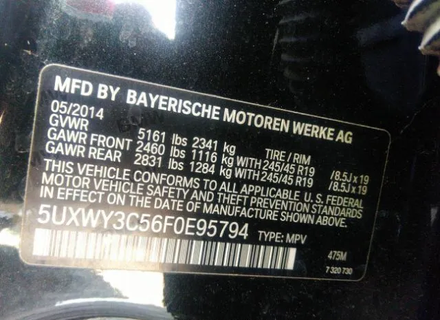 Photo 8 VIN: 5UXWY3C56F0E95794 - BMW X3 