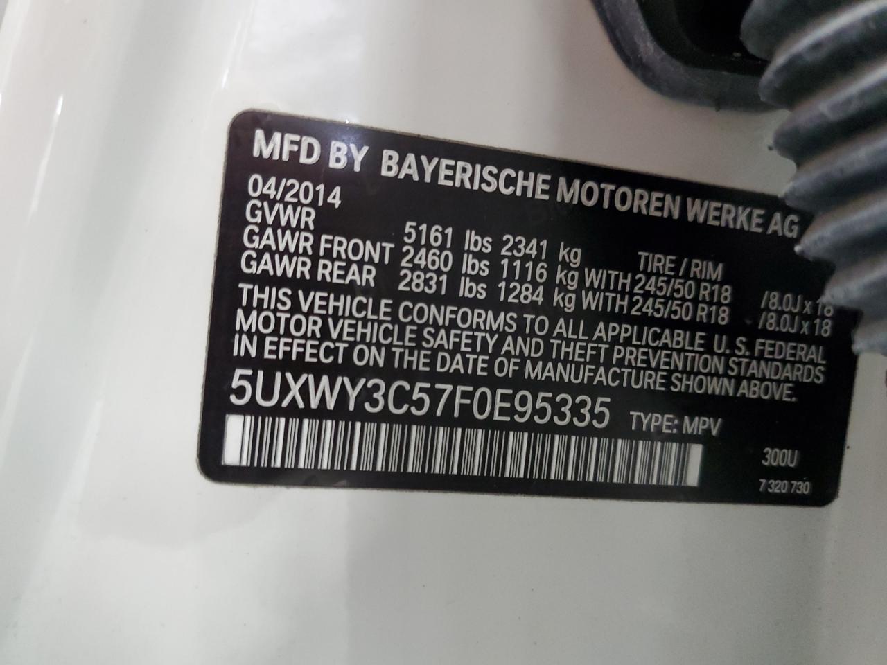 Photo 12 VIN: 5UXWY3C57F0E95335 - BMW X3 