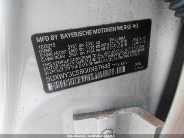 Photo 8 VIN: 5UXWY3C58G0N87648 - BMW X3 