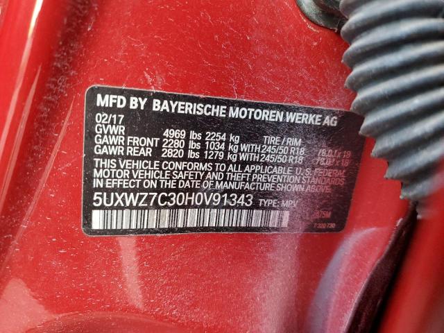 Photo 11 VIN: 5UXWZ7C30H0V91343 - BMW X3 