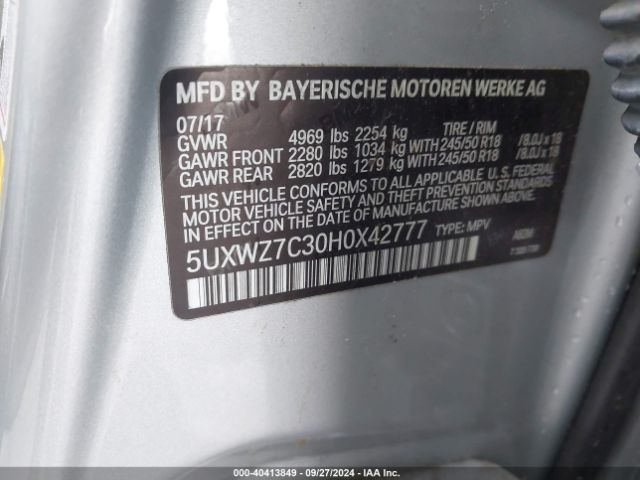 Photo 8 VIN: 5UXWZ7C30H0X42777 - BMW X3 