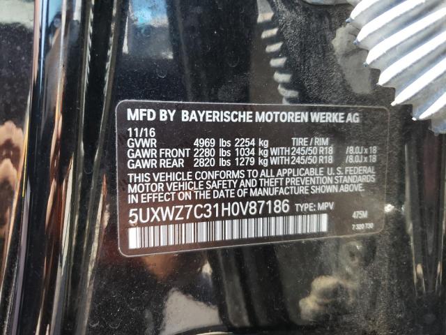 Photo 9 VIN: 5UXWZ7C31H0V87186 - BMW X3 SDRIVE2 