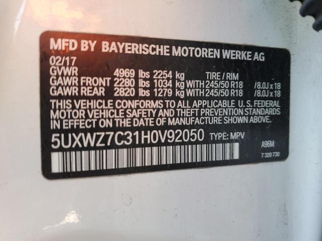 Photo 12 VIN: 5UXWZ7C31H0V92050 - BMW X3 