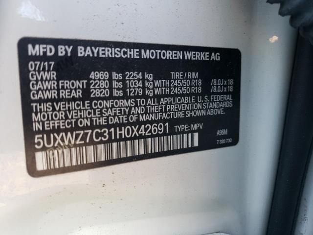 Photo 11 VIN: 5UXWZ7C31H0X42691 - BMW X3 SDRIVE2 