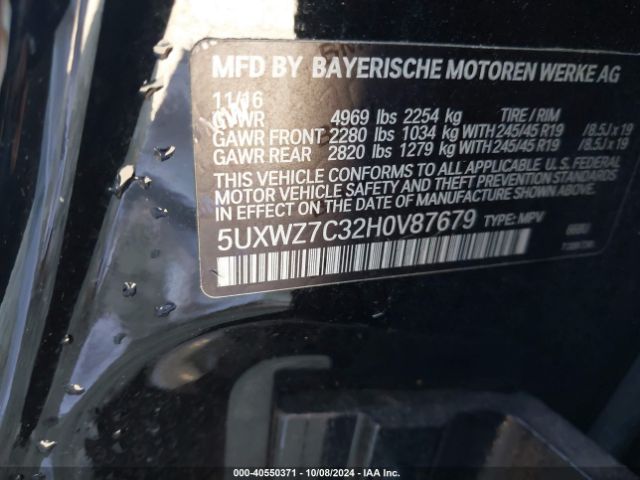 Photo 8 VIN: 5UXWZ7C32H0V87679 - BMW X3 