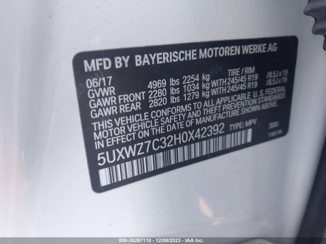 Photo 8 VIN: 5UXWZ7C32H0X42392 - BMW X3 