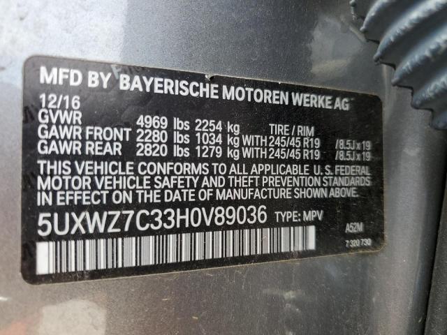 Photo 11 VIN: 5UXWZ7C33H0V89036 - BMW X3 SDRIVE2 