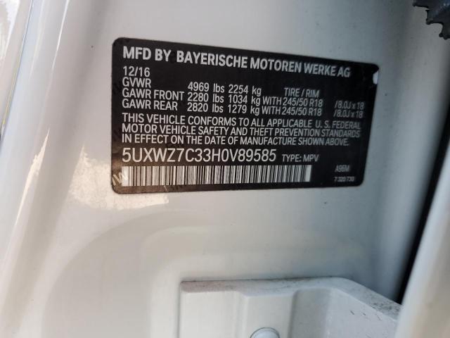 Photo 12 VIN: 5UXWZ7C33H0V89585 - BMW X3 SDRIVE2 