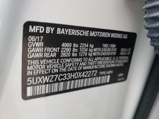 Photo 9 VIN: 5UXWZ7C33H0X42272 - BMW X3 SDRIVE2 