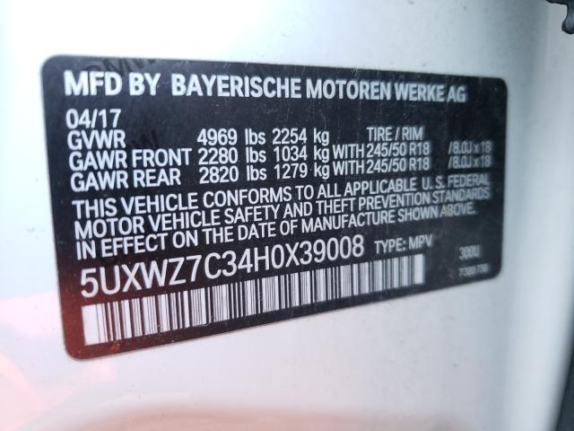 Photo 9 VIN: 5UXWZ7C34H0X39008 - BMW X3 SDRIVE2 