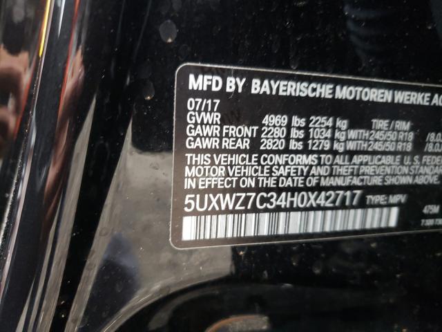 Photo 9 VIN: 5UXWZ7C34H0X42717 - BMW X3 SDRIVE2 