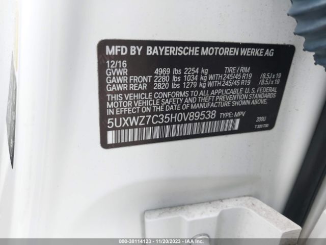 Photo 8 VIN: 5UXWZ7C35H0V89538 - BMW X3 