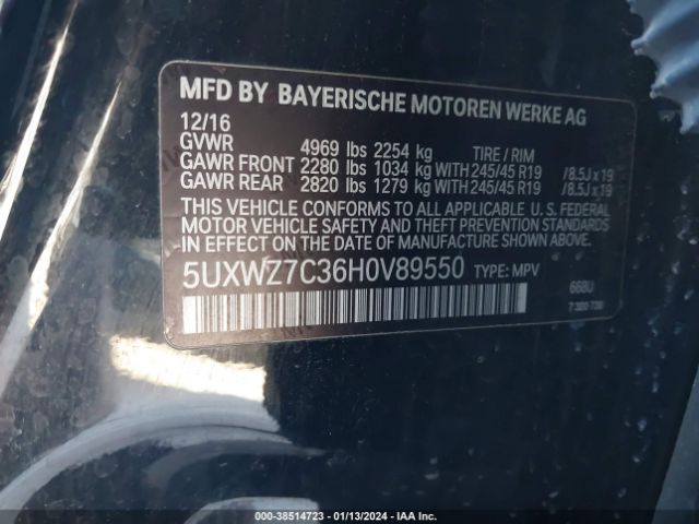 Photo 8 VIN: 5UXWZ7C36H0V89550 - BMW X3 