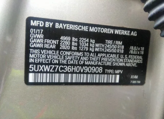 Photo 8 VIN: 5UXWZ7C36H0V90908 - BMW X3 