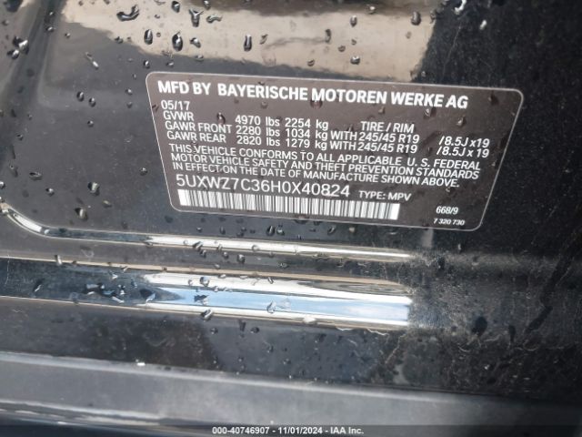 Photo 8 VIN: 5UXWZ7C36H0X40824 - BMW X3 