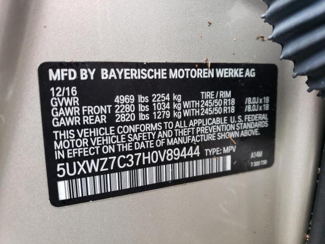 Photo 9 VIN: 5UXWZ7C37H0V89444 - BMW X3 SDRIVE2 