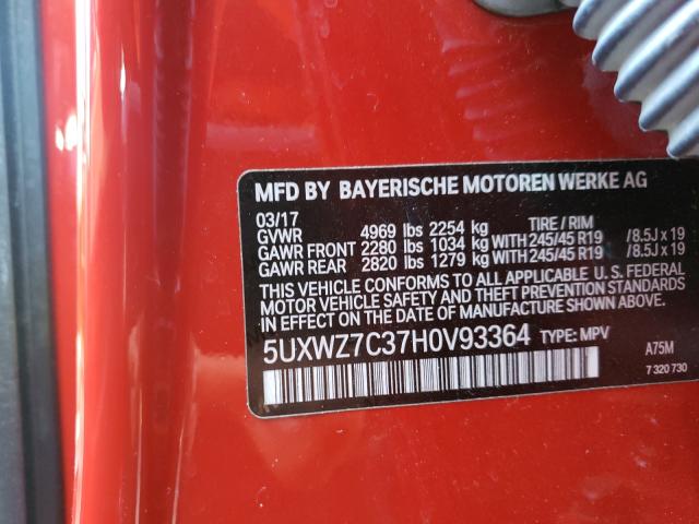 Photo 9 VIN: 5UXWZ7C37H0V93364 - BMW X3 SDRIVE2 