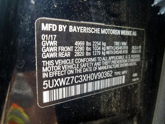 Photo 9 VIN: 5UXWZ7C3XH0V90362 - BMW X3 SDRIVE2 