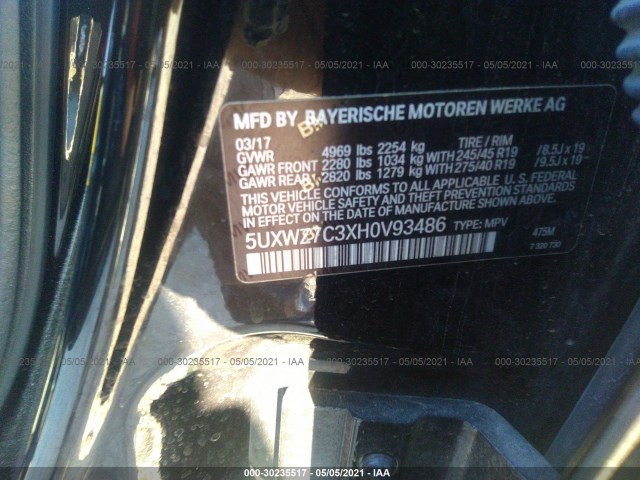 Photo 8 VIN: 5UXWZ7C3XH0V93486 - BMW X3 