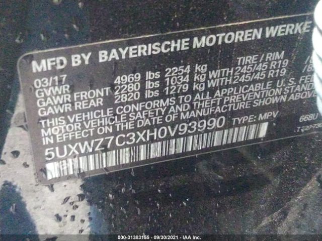 Photo 8 VIN: 5UXWZ7C3XH0V93990 - BMW X3 