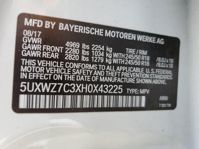 Photo 12 VIN: 5UXWZ7C3XH0X43225 - BMW X3 