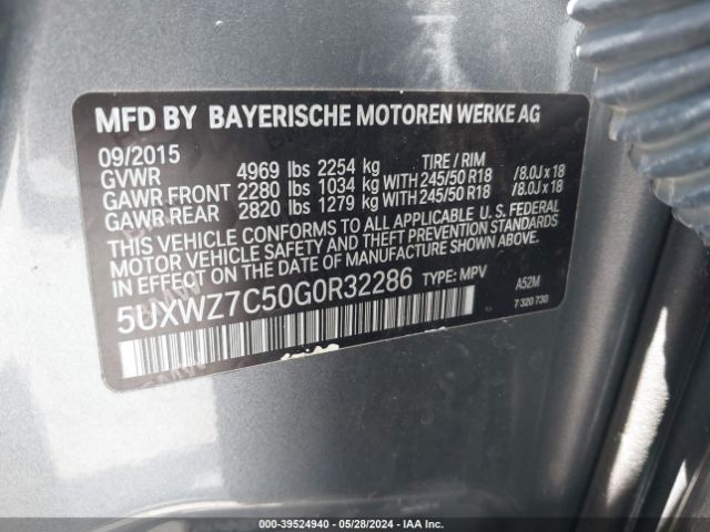 Photo 8 VIN: 5UXWZ7C50G0R32286 - BMW X3 