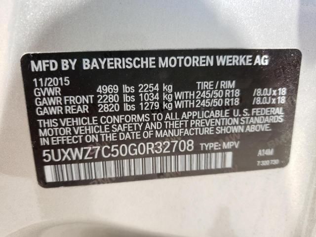 Photo 9 VIN: 5UXWZ7C50G0R32708 - BMW X3 SDRIVE2 