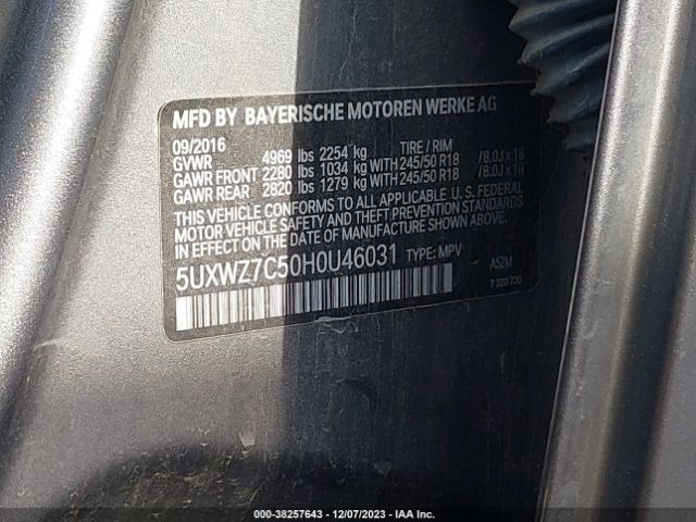 Photo 8 VIN: 5UXWZ7C50H0U46031 - BMW X3 