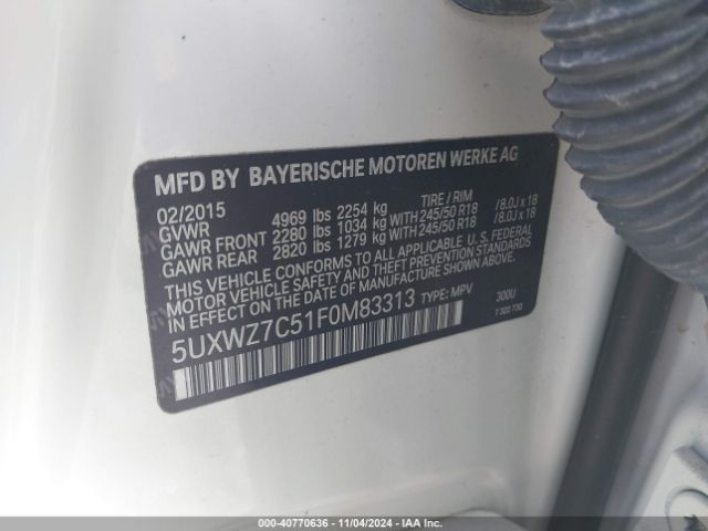 Photo 8 VIN: 5UXWZ7C51F0M83313 - BMW X3 