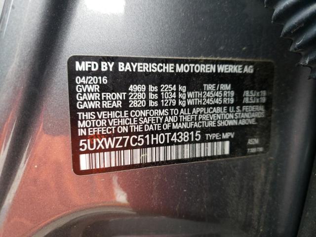 Photo 9 VIN: 5UXWZ7C51H0T43815 - BMW X3 SDRIVE2 