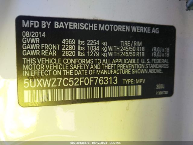 Photo 8 VIN: 5UXWZ7C52F0F76313 - BMW X3 