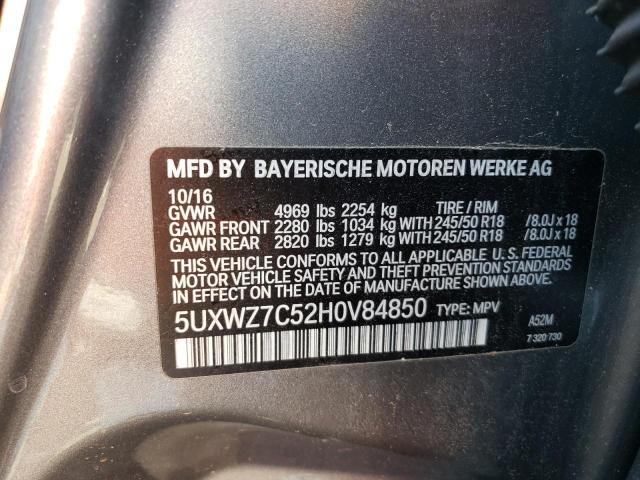 Photo 9 VIN: 5UXWZ7C52H0V84850 - BMW X3 SDRIVE2 