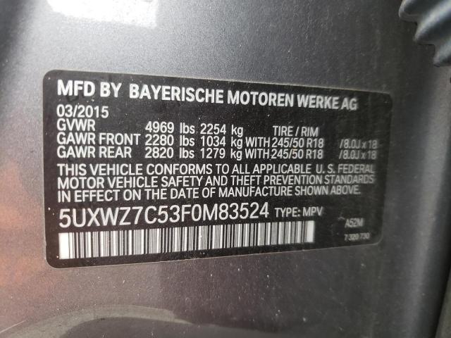 Photo 9 VIN: 5UXWZ7C53F0M83524 - BMW X3 SDRIVE2 