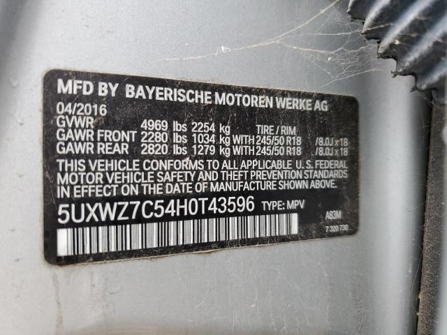 Photo 12 VIN: 5UXWZ7C54H0T43596 - BMW X3 