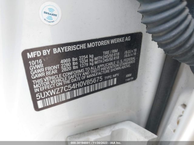 Photo 8 VIN: 5UXWZ7C54H0V85675 - BMW X3 