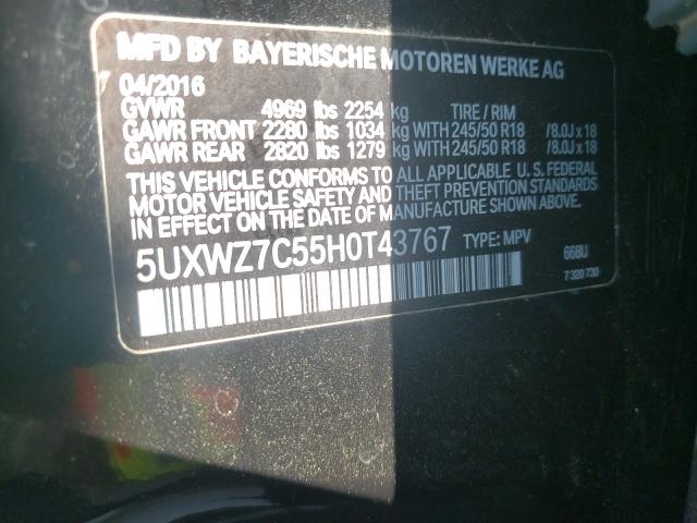 Photo 9 VIN: 5UXWZ7C55H0T43767 - BMW X3 SDRIVE2 