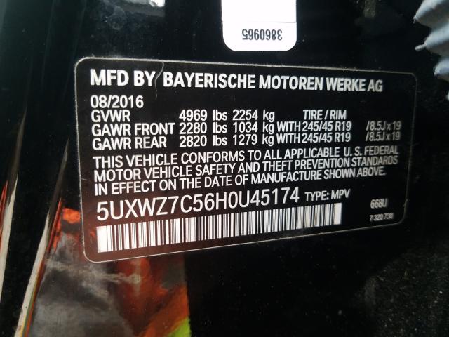 Photo 9 VIN: 5UXWZ7C56H0U45174 - BMW X3 