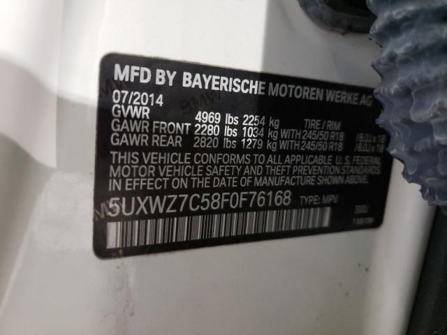 Photo 9 VIN: 5UXWZ7C58F0F76168 - BMW X3 SDRIVE2 