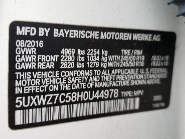 Photo 9 VIN: 5UXWZ7C58H0U44978 - BMW X3 SDRIVE2 