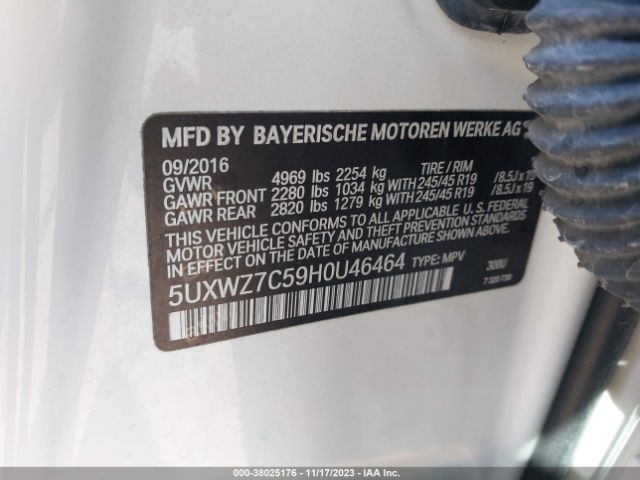 Photo 8 VIN: 5UXWZ7C59H0U46464 - BMW X3 