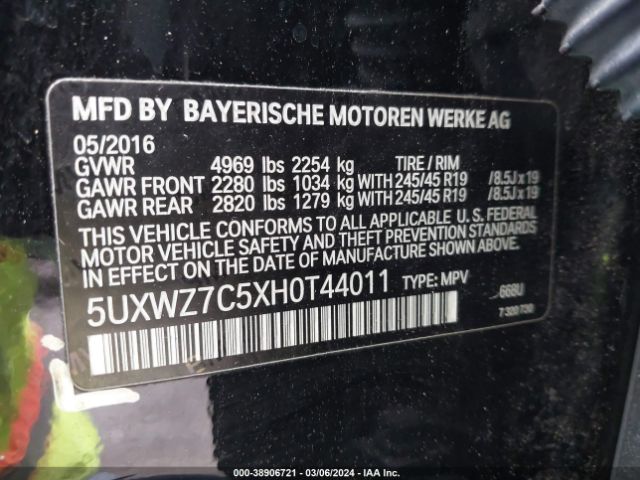 Photo 8 VIN: 5UXWZ7C5XH0T44011 - BMW X3 