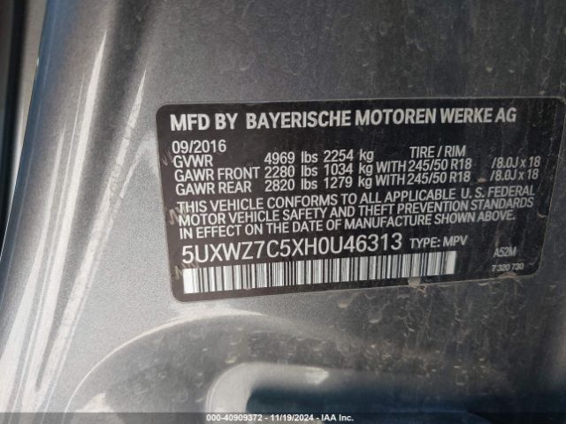 Photo 8 VIN: 5UXWZ7C5XH0U46313 - BMW X3 