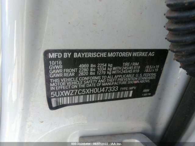 Photo 8 VIN: 5UXWZ7C5XH0U47333 - BMW X3 