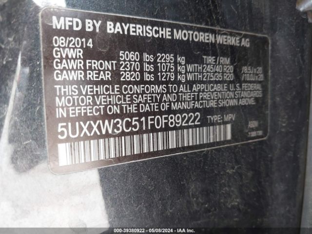 Photo 8 VIN: 5UXXW3C51F0F89222 - BMW X4 