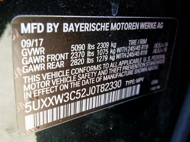 Photo 9 VIN: 5UXXW3C52J0T82330 - BMW X4 XDRIVE2 