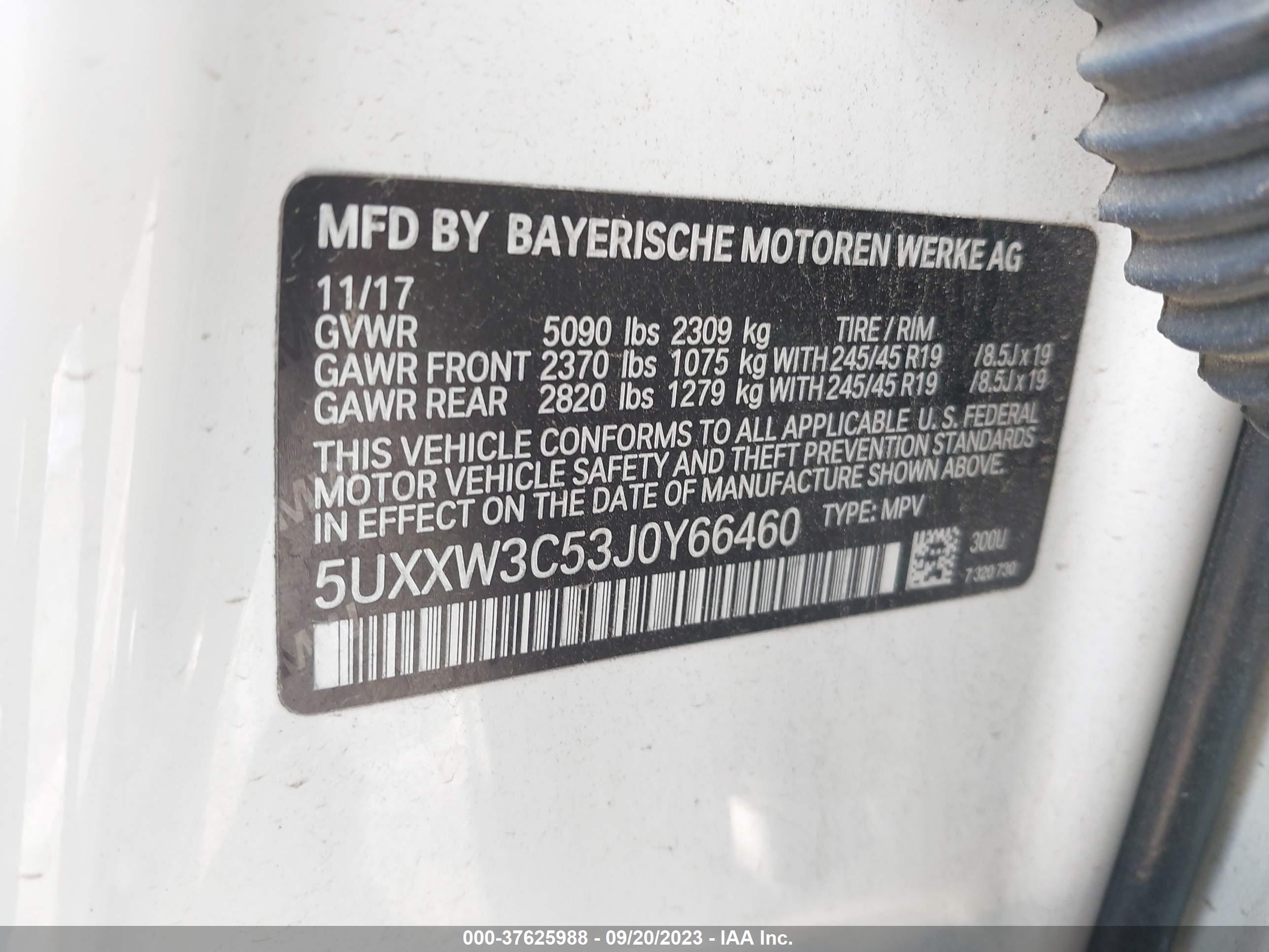 Photo 8 VIN: 5UXXW3C53J0Y66460 - BMW X4 