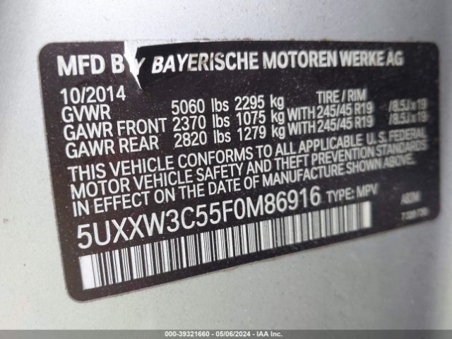 Photo 8 VIN: 5UXXW3C55F0M86916 - BMW X4 