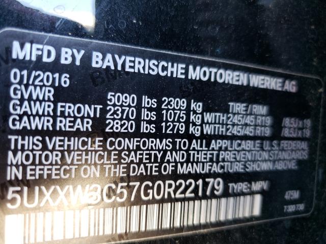 Photo 9 VIN: 5UXXW3C57G0R22179 - BMW X4 XDRIVE2 