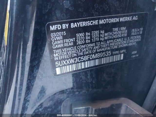 Photo 8 VIN: 5UXXW3C58F0M89535 - BMW X4 