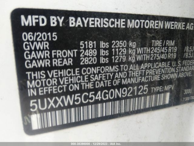 Photo 8 VIN: 5UXXW5C54G0N92125 - BMW X4 